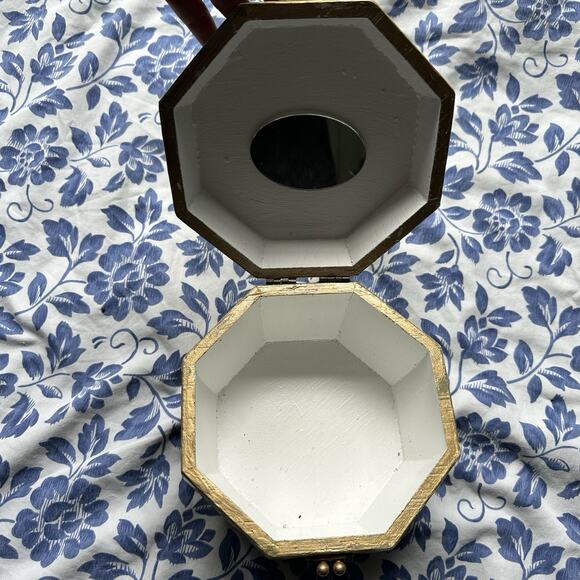 VTG 60’s Lucite Decoupage Wooded Box Purse Floral Shabby Primitive Retro - Picture 10 of 14